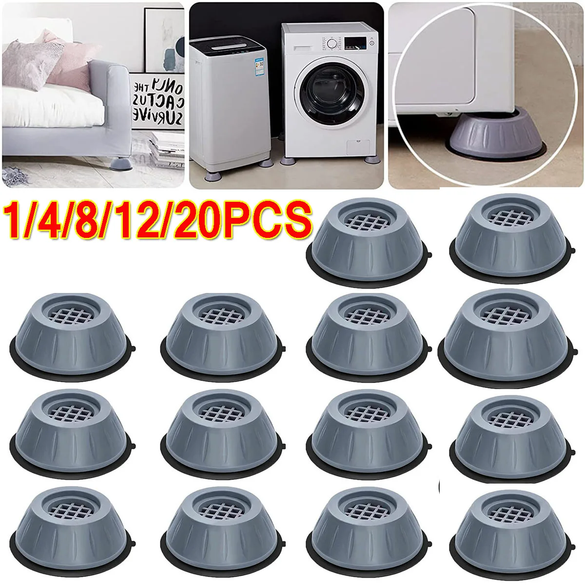 

2/4/8/10/20Pcs Universal Anti Vibration Pads Washing Machine Rubber Feet Mat Pads Noise-reducing Furniture Lifting Foot Base DIY