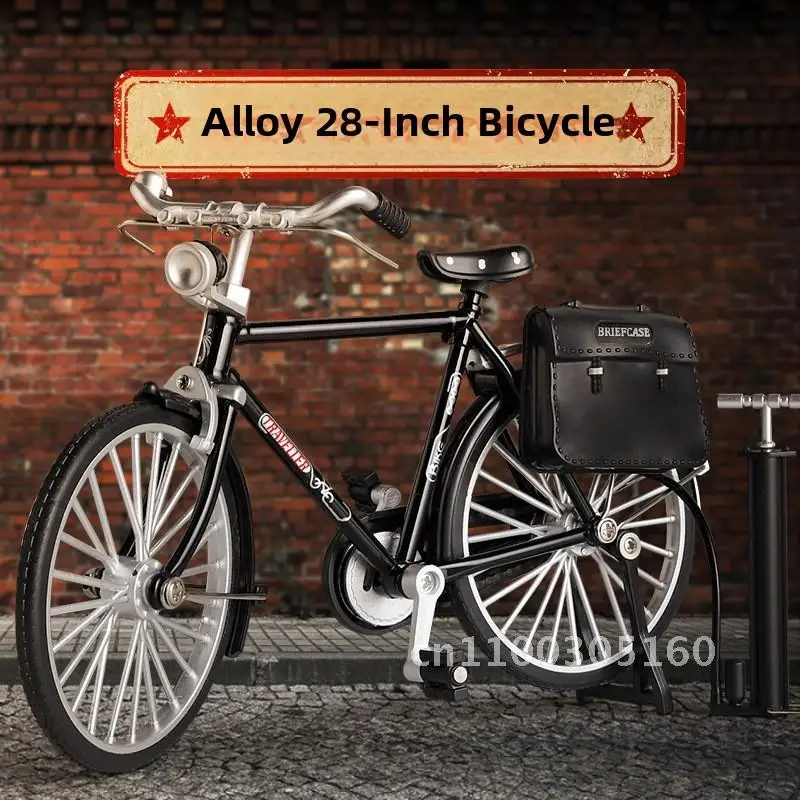 Model roweru ze stopu DIY, 28 cali, duży kierownica, rower oldschool, zabawka do samodzielnego montażu, kolekcjonerski, transgraniczny hurt, mała ozdoba.