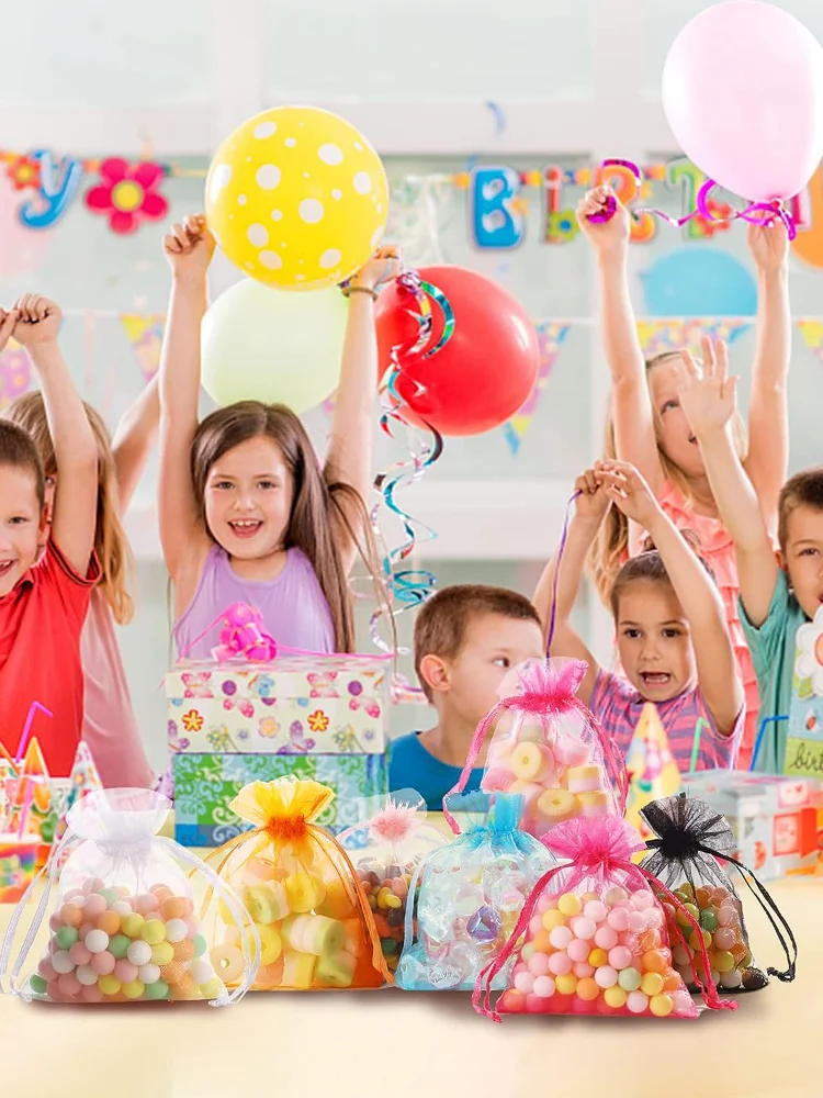100 Stück Organza-Beutel, dunkelviolette Netz-Schmuckbeutel mit Kordelzug, kleine Geschenkbeutel mit Kordelzug für Weihnachten, Süßigkeiten, Hochzeit, Geburtstag – Detail 7
