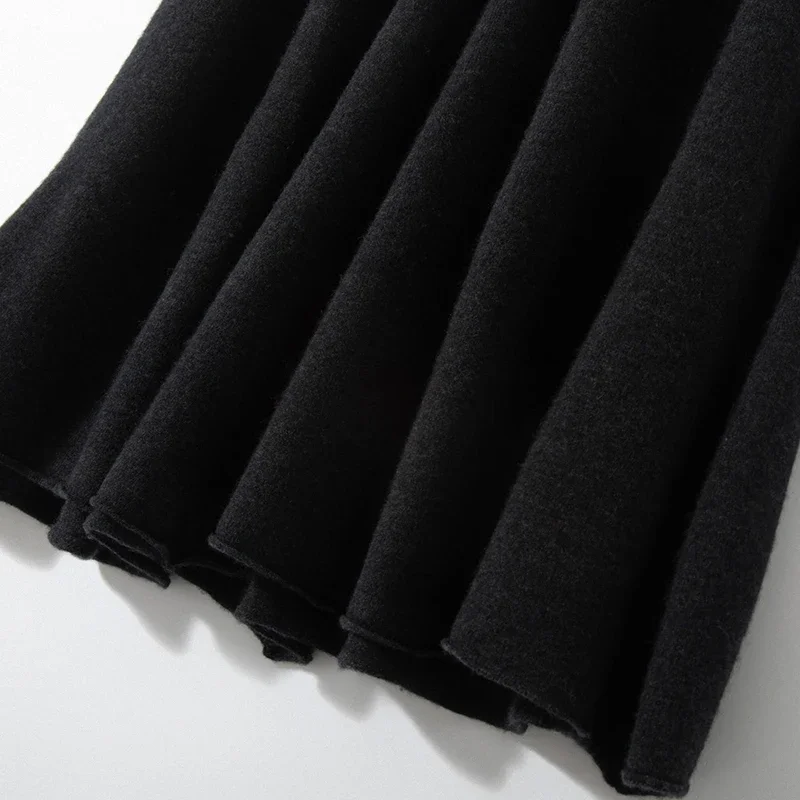 

Luxury Women's 100% Cashmere Skirt Pleated Mid-Calf Skirt Spring Autumn Winter Office Lady Grace Style Skirt Cashmere Knitwear