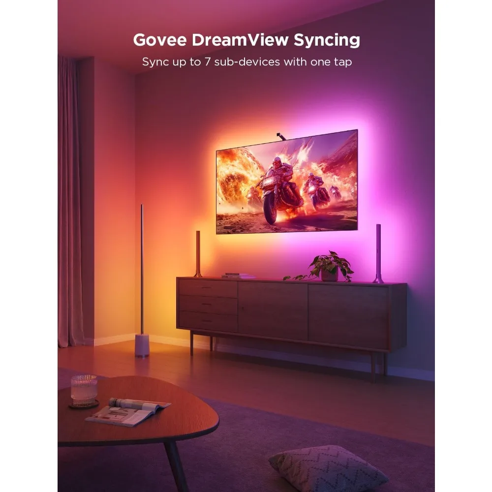 إضاءة خلفية للتلفاز من Govee 3 Lite مع وظيفة تصحيح عين السمكة ومزامنة أجهزة التلفاز مقاس 40-50 بوصة، وأضواء شريط LED RGBICW بطول 7.8 قدم مع كاميرا #4