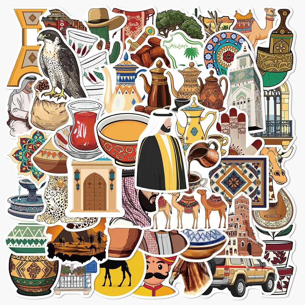 

50Pcs Middle East Area Feature Graffiti Sticker Saudi Arabian Desert Camel Decal Helmet Cup Guitar Waterproof Sticker