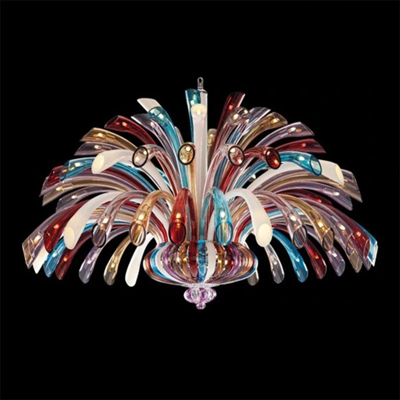 

Creative French glass living room chandelier personalized villa duplex high headlights bedroom dining room study lamps