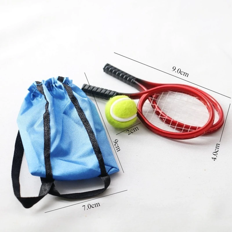 Perfektes Geschenk für Mini-Puppenhaus-Dekorationen, Zubehör, Spielzeug, Tennisschläger und -bälle, Fußmatten, Besen, Bürsten, Reinigungswerkzeuge – Detail 6