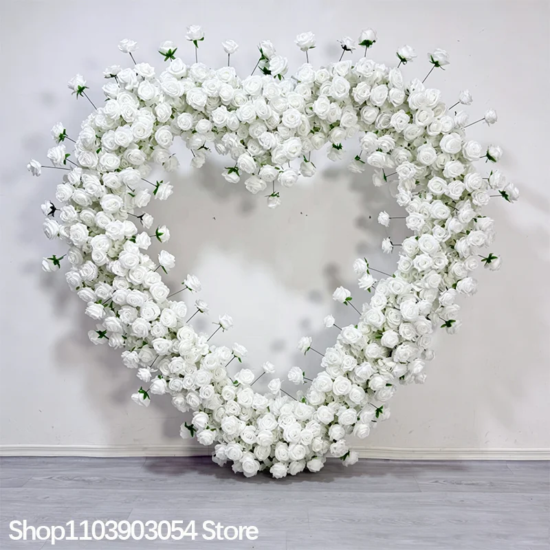 Roter Rosen-Herzform-Kunstblumenbogen, Seidenrosen-Blumenherz-Bogenrahmen, Hochzeitsantrag, Valentinstag, Partydekoration – Detail 6