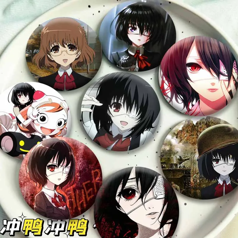 Anime Another Mei Misaki Kouichi Izumi Coin Badge Handmade Round Snap-in Brooch Cartoon Figure Lapel Pins Jewelry Accessories