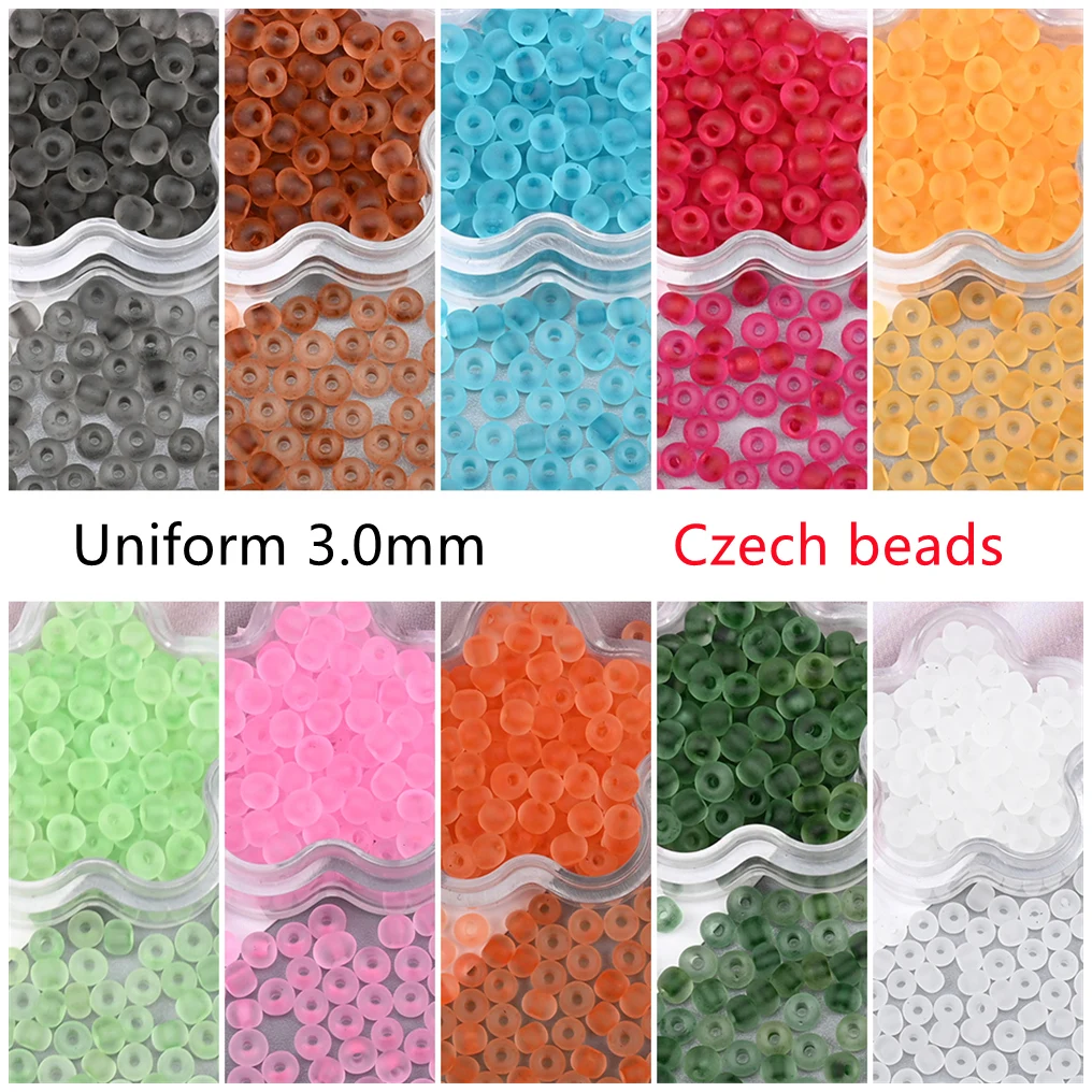460Pcs Czech Matte Glass Seed Beads Uniform 3.0mm Mini Craft Beads for DIY Bracelet Necklaces Crafting Jewelry Making