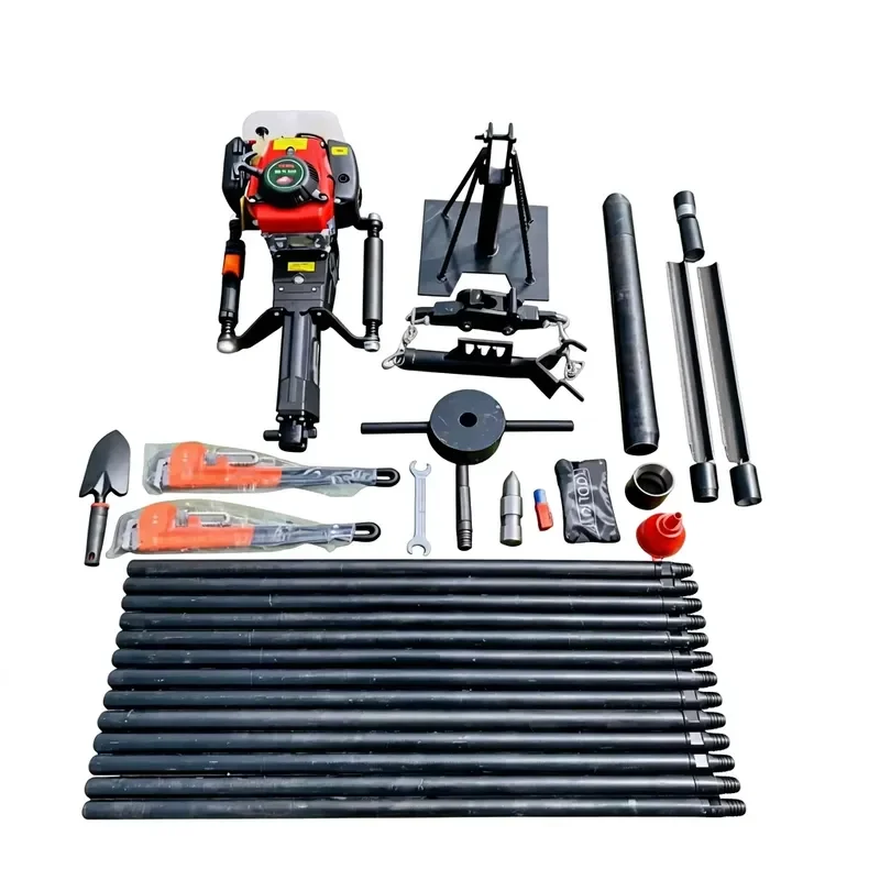 Portable Core Drilling Rig with Gear & Engine Max.15m Depth Soil Core Sampler for Geological Exploration