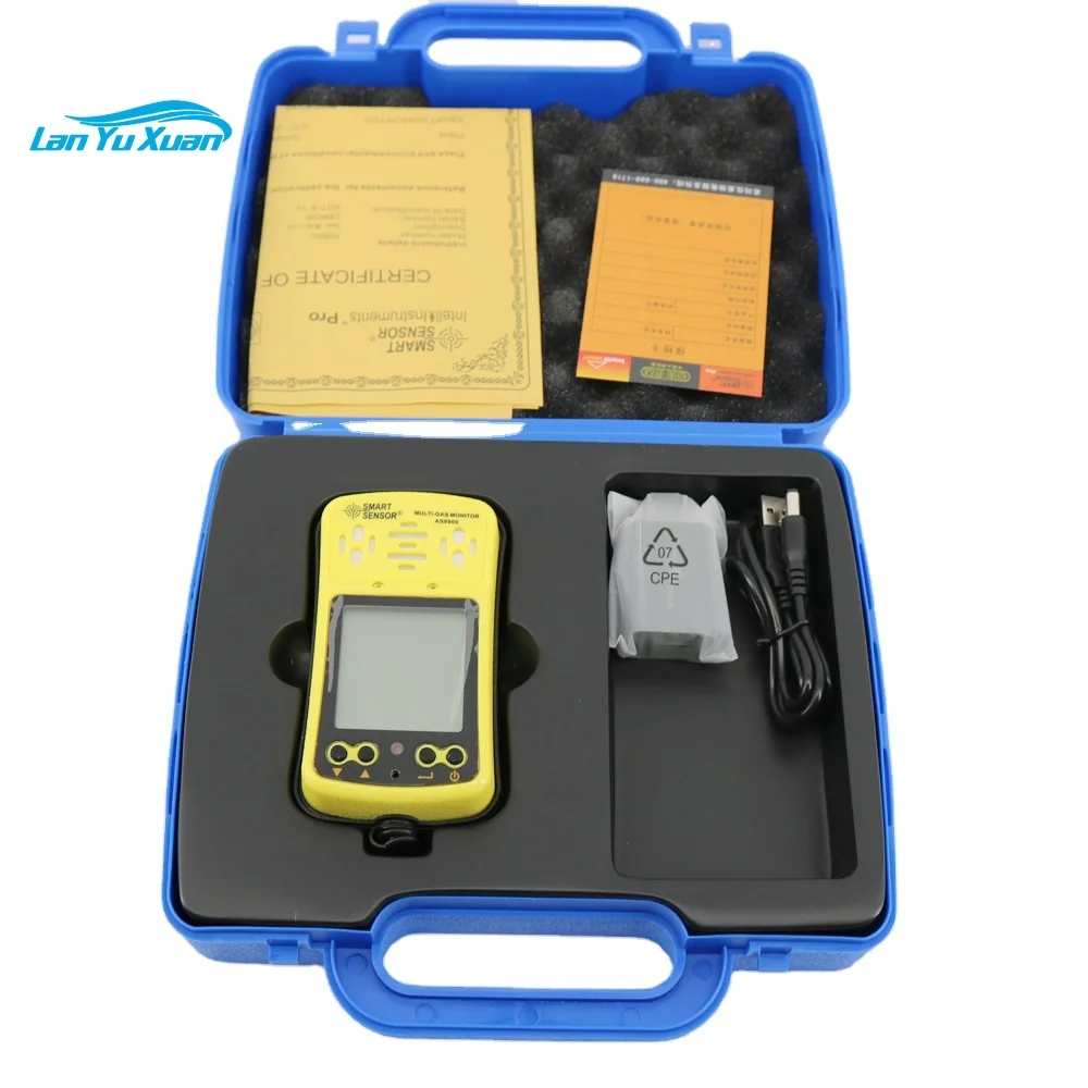 Smart Sensor AS8900 Portable Multi Gas Detector 4 in 1 Gas Detector O2 Hydrothion H2S CO2