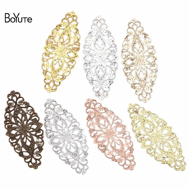 BoYuTe (10 Pieces/Lot) Metal Brass Stamping 35*80MM Filigree Flower Findings Diy Hand Made Bookmark Jewelry Materials