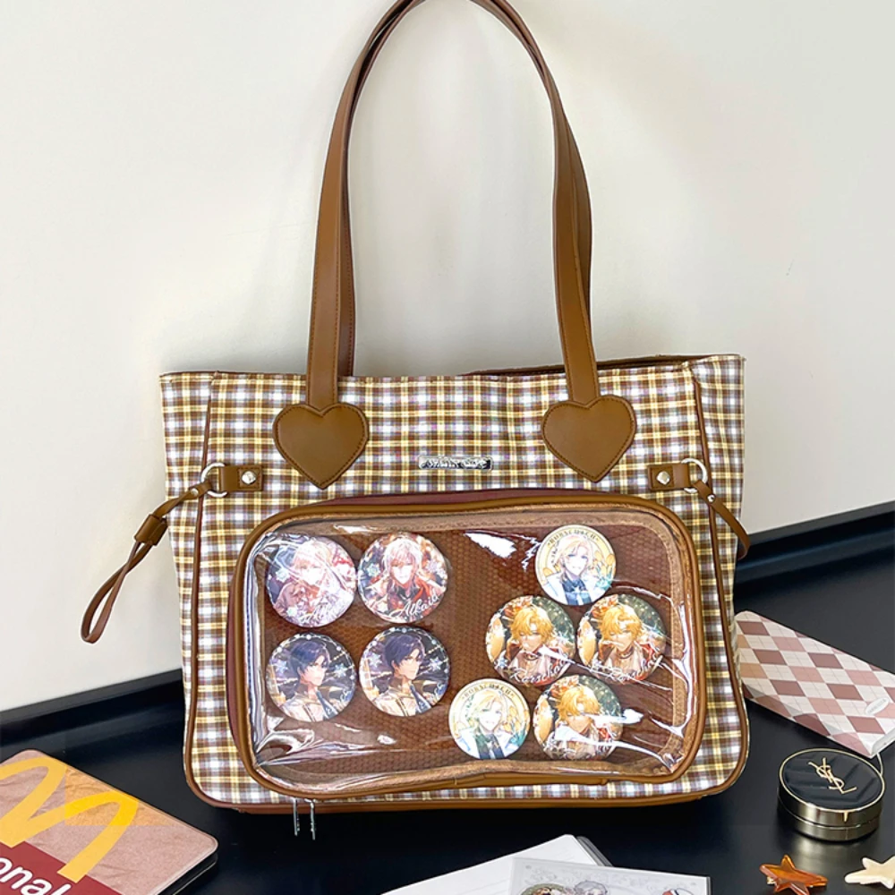 Japanese Style Cartoon Backpack Transparent Candy Color shoulder bag Large Capacity Shoulder Commuter Tote Girls' Bags Summer