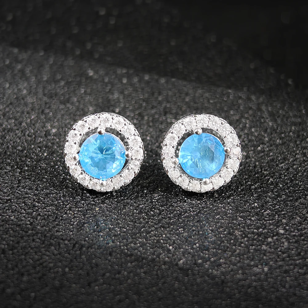 Luxury Round Zirconia Stud Earrings Full Diamonds Earring Men Women's Fashionable Cross-border Best Seller Jewelry E232