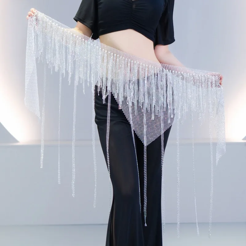 

Customized Belly Dance Fine Shining Hip Scarf Multi Layer Long Tassel Hot Diamond Waist Chain Team Versatile Performance Dress