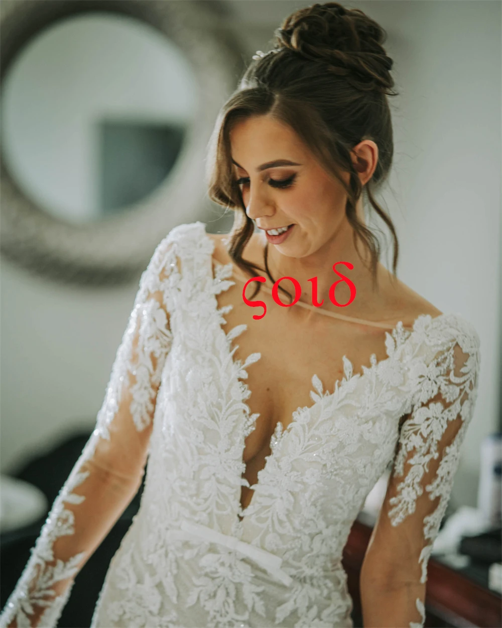 Vestidos de novia de Organza blancos de ensueño personalizados, vestidos de novia de lujo con cuello en V y hombros descubiertos, vestido de novia de cola de capilla de manga larga
