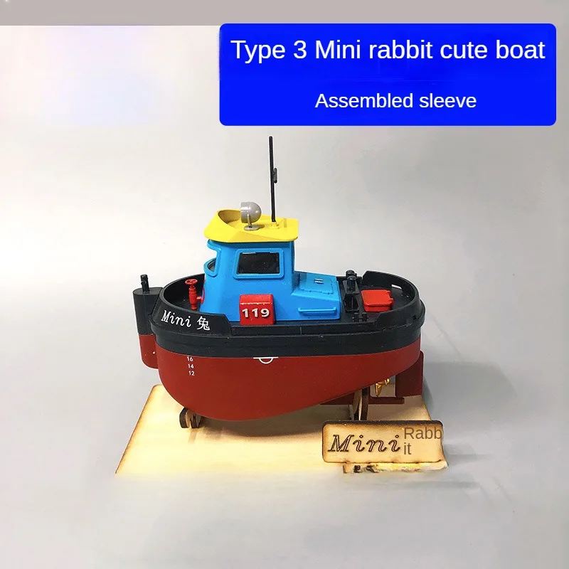 

RC Mini3 Type Fire Boat Plastic Q Version Boat Model Can Be Electric and Remote Controlled Ornament Model Toy Gift Collection