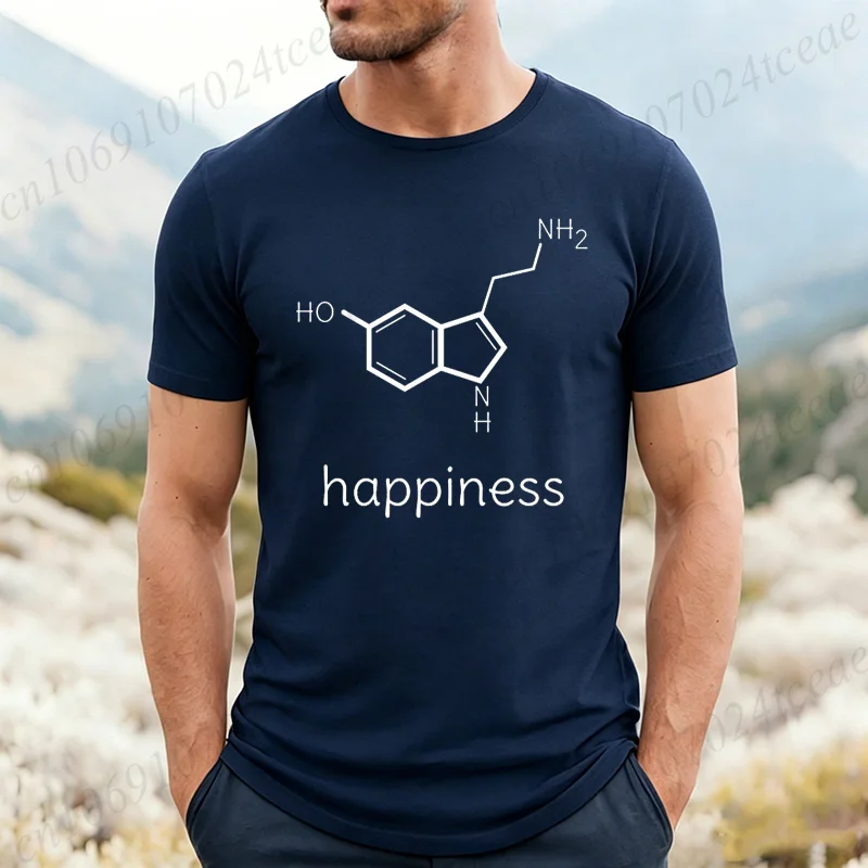 Funny Happiness Serotonin Molecule Chemistry Print Funny T-shirt, Fashion T-shirt, Dopamine Molecular T-shirt Short Sleeved Tops