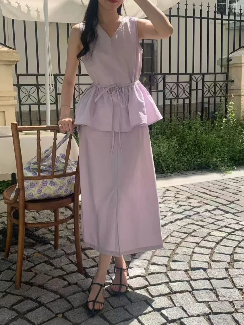 

Alien Kitty Wedding Dress Chic Elegant Office Lady Women New 2025 Casual Minimalist Slim Summer Sleeveless Party Daily Solid