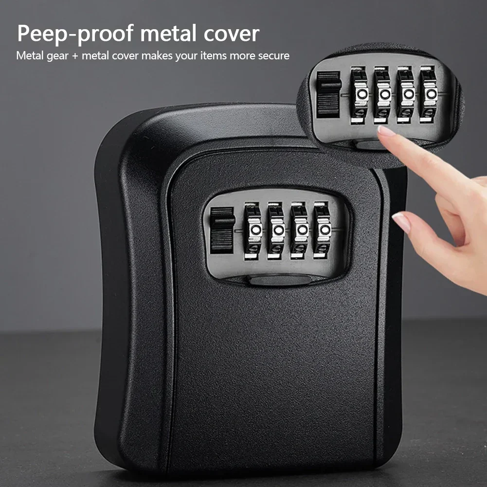 

Wall Mount Key Password Lock Box 4 Digit Password Code Key Safe Box Security Lock No Key for Home Office Key Safe Storage Box