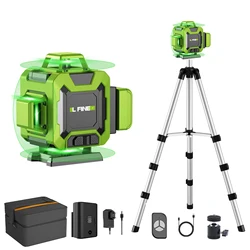 LFINE Professional Laser Level 4D 16 Lines With Tripod and Suitcase 360 Self-Leveling Laser Level  Green Line Nivel Laser Tool