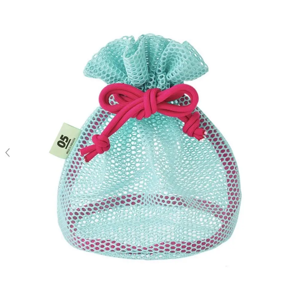 Ultra Light Mesh Drawstring Bag Hollowed Out Reusable Makeup Storage Bag Large Capacity Space Saving Travel Toiletry Bag