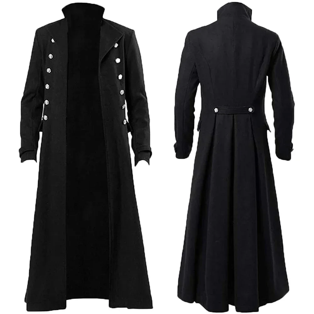 

Средневековый костюм эпохи Возрождения, мужской винтажный плащ в стиле стимпанк, готическое длинное пальто, мужской викторианский карнавальный костюм для вечеринки, 5XL