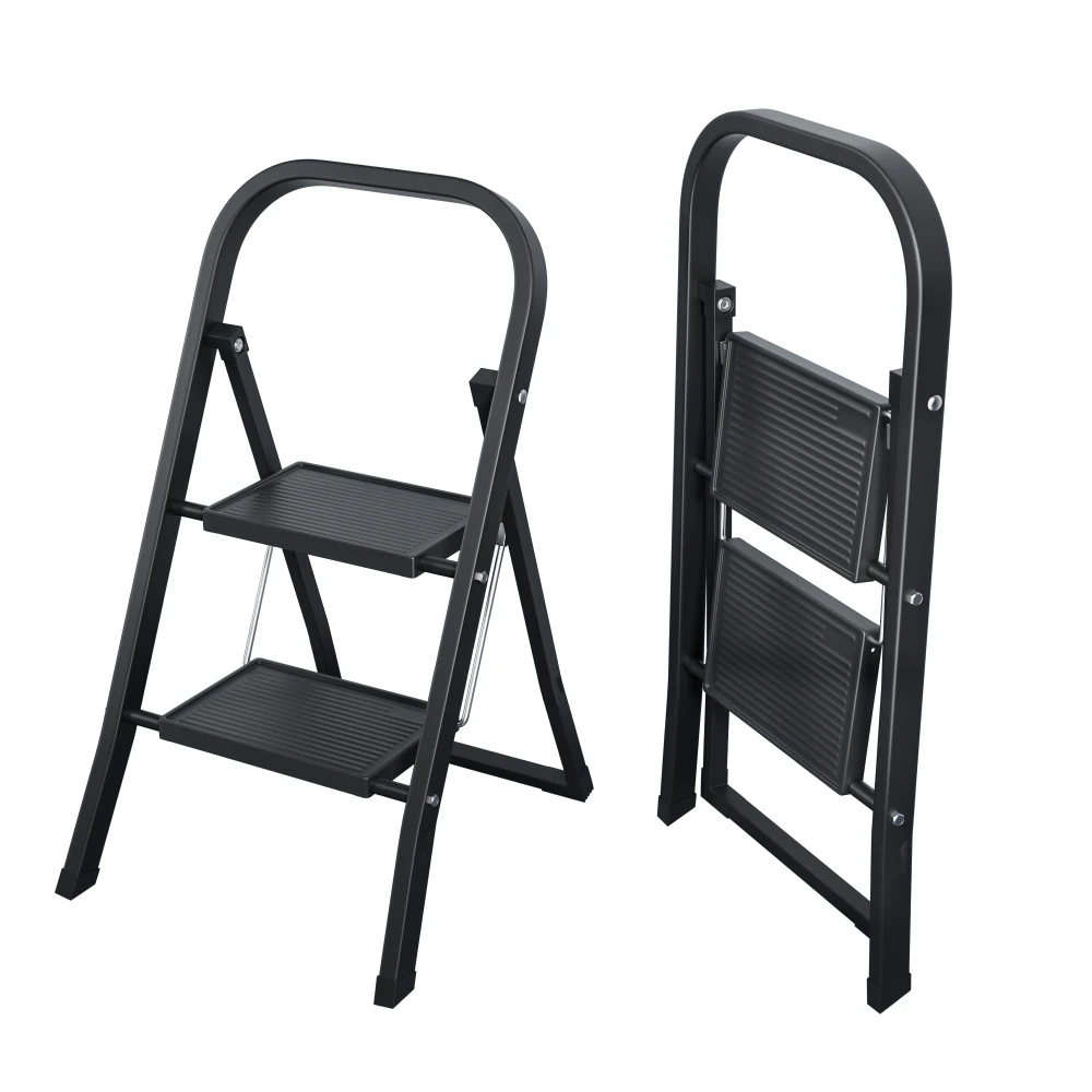 

2 Step Ladder, Step Stool for Adults, Folding Step Stool with Wide Anti-Slip Pedal, Sturdy Steel Ladder