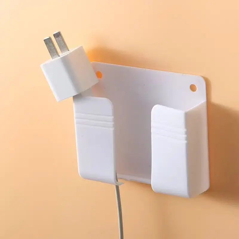 Wall Mount Phone Holder Polychromatic Punch Free Wall Mobile Phones Charging Stand Lazy Sticky Remote Control Storage Box view 4