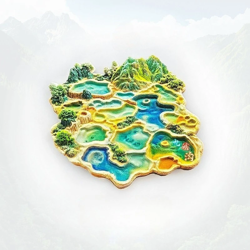 

Jiuzhaigou Valley Fridge Magnet - 3D Sichuan Souvenir Colorful Alpine Lake Decor UNESCO World Heritage Gift