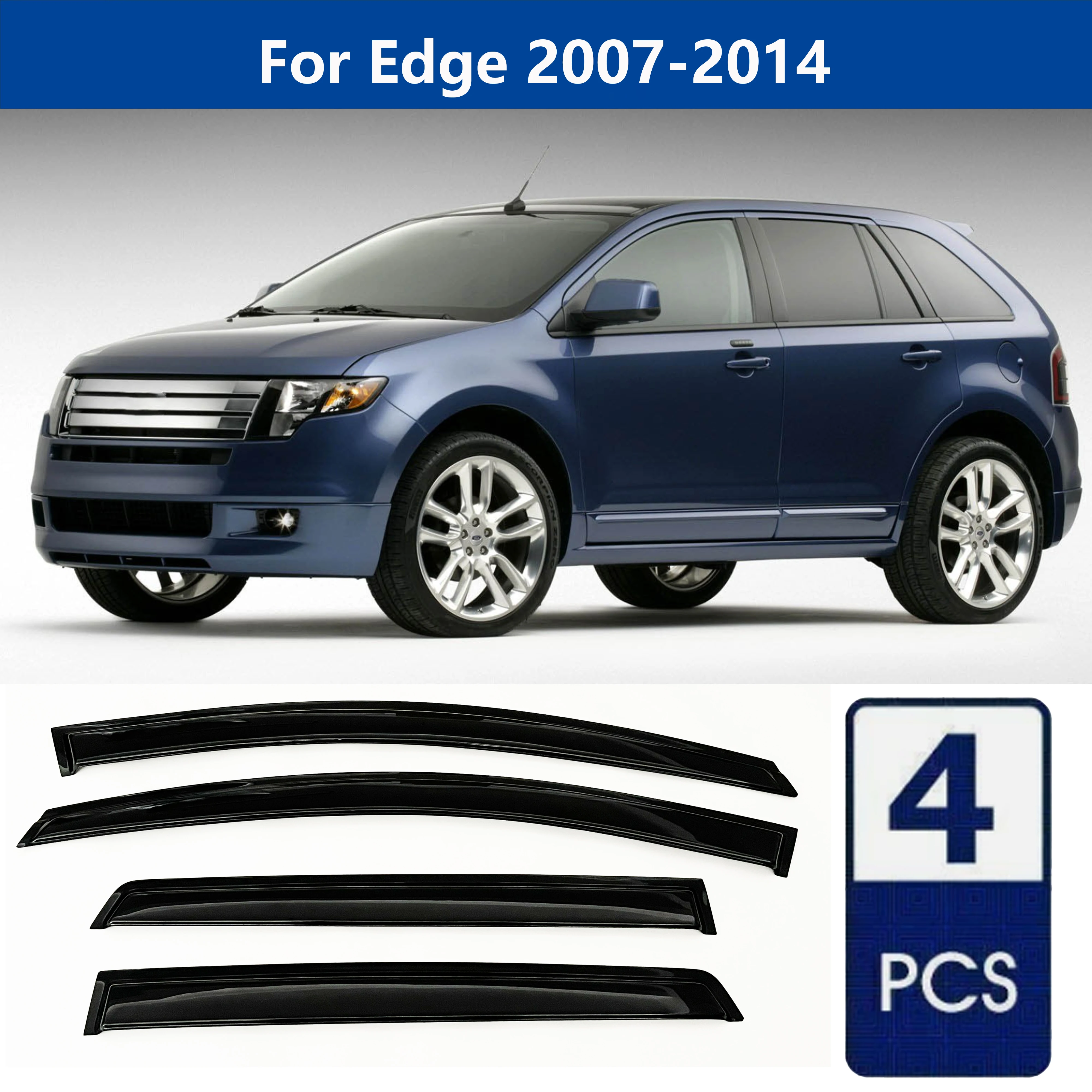 

AIBAP High-Quality 4pcs 1.8mm Car Windows Visor For Edge 2007-2014 window visors rain guards rain guard Sun Rain Visors