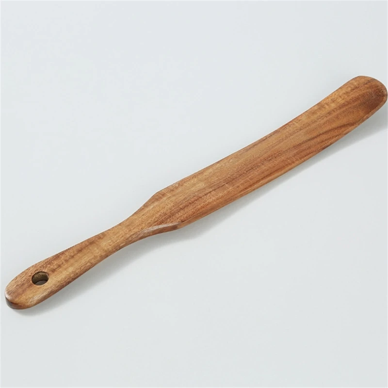 2 Pack Wooden Spurtle Set Kitchen Utensils Stirring Scraping and Mixing Tool Slender Spatula for Sourdough Starter