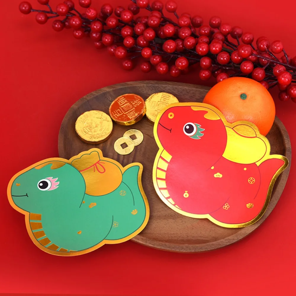 Snake Shape Chinese New Year Red Envelope Hot Stamping Solid Red Packet Thickened Lucky Money Bag 2025