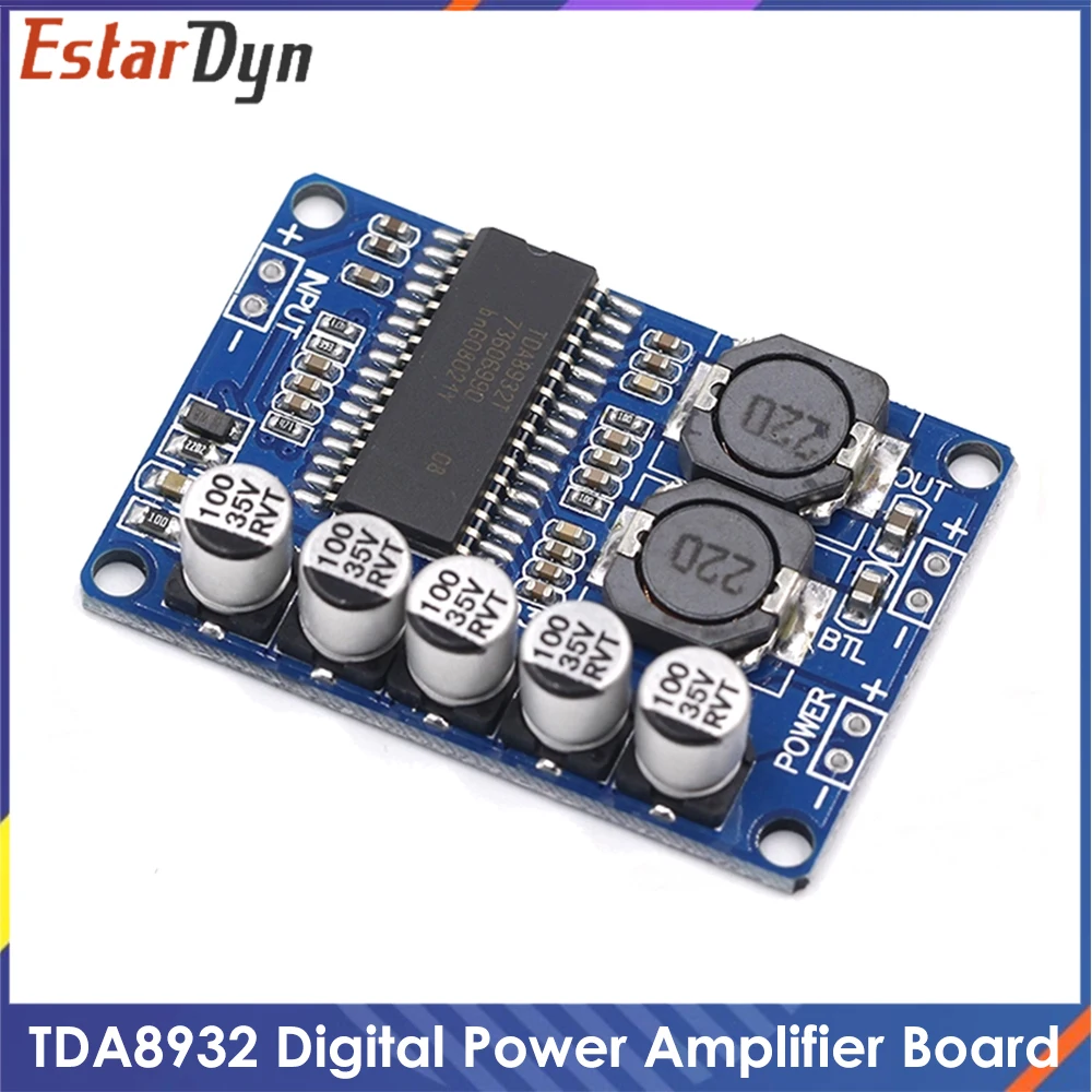 TDA8932 35W Mono Amplifier Board Module, Digital Class D Amp for DIY Speaker/Subwoofer, Low Power Consumption, 10-30V DC
