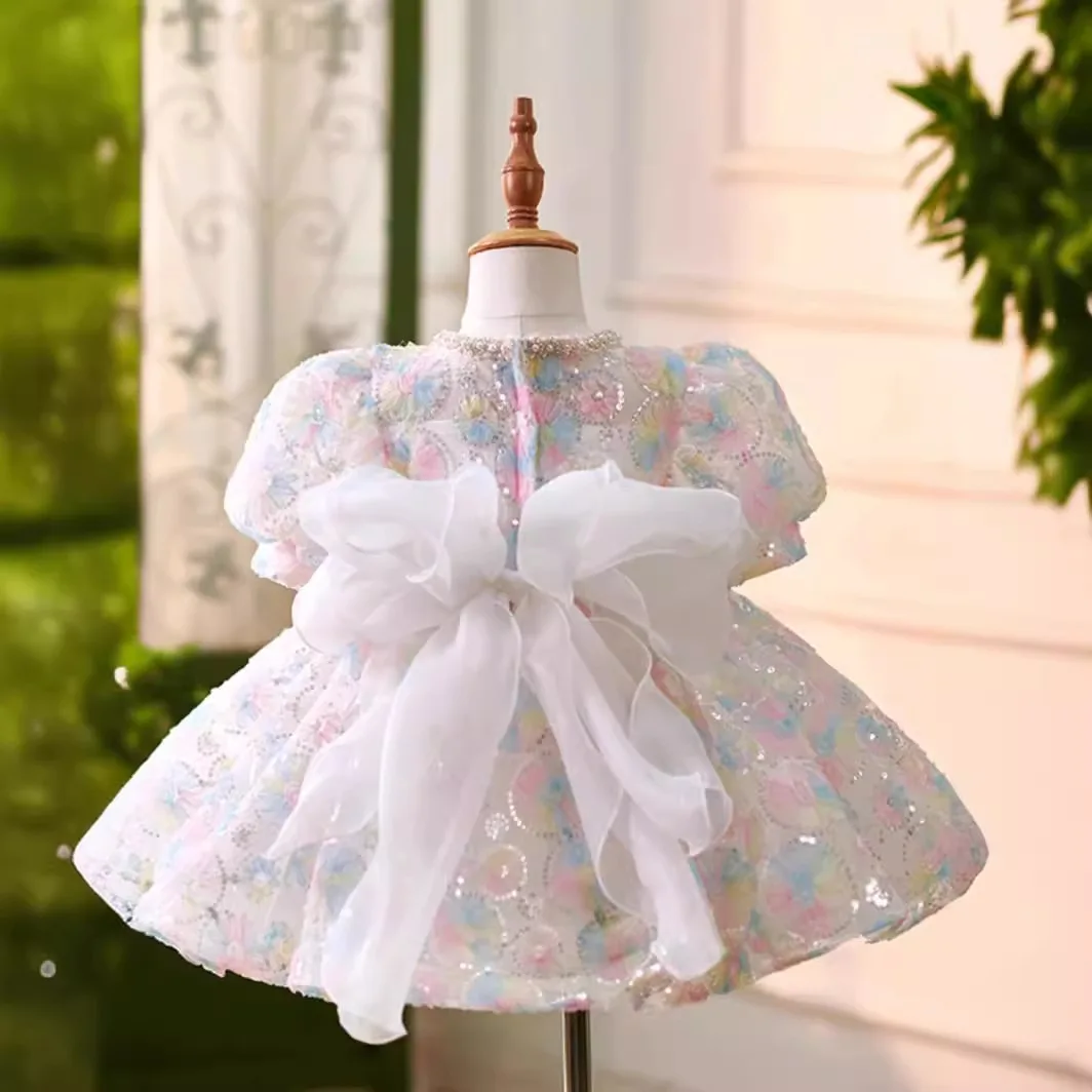 Girl Princess Dress Light luxury niche high-end flower child wedding girl Child birthday host Pompous dress spring