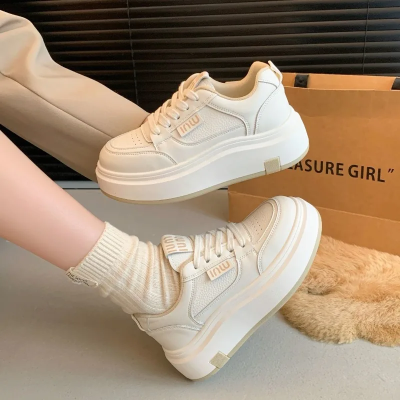 

【2025 Best Seller】Women's Chunky Sole White Shoes Platform Sneakers Orthopedic Comfort Slip-On Lace-Up Fashion Casual Sneakers