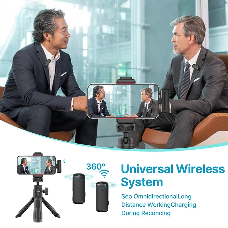 Ulanzi J12 Wireless Lavalier Microphone Lapel Microphones Set Short ...