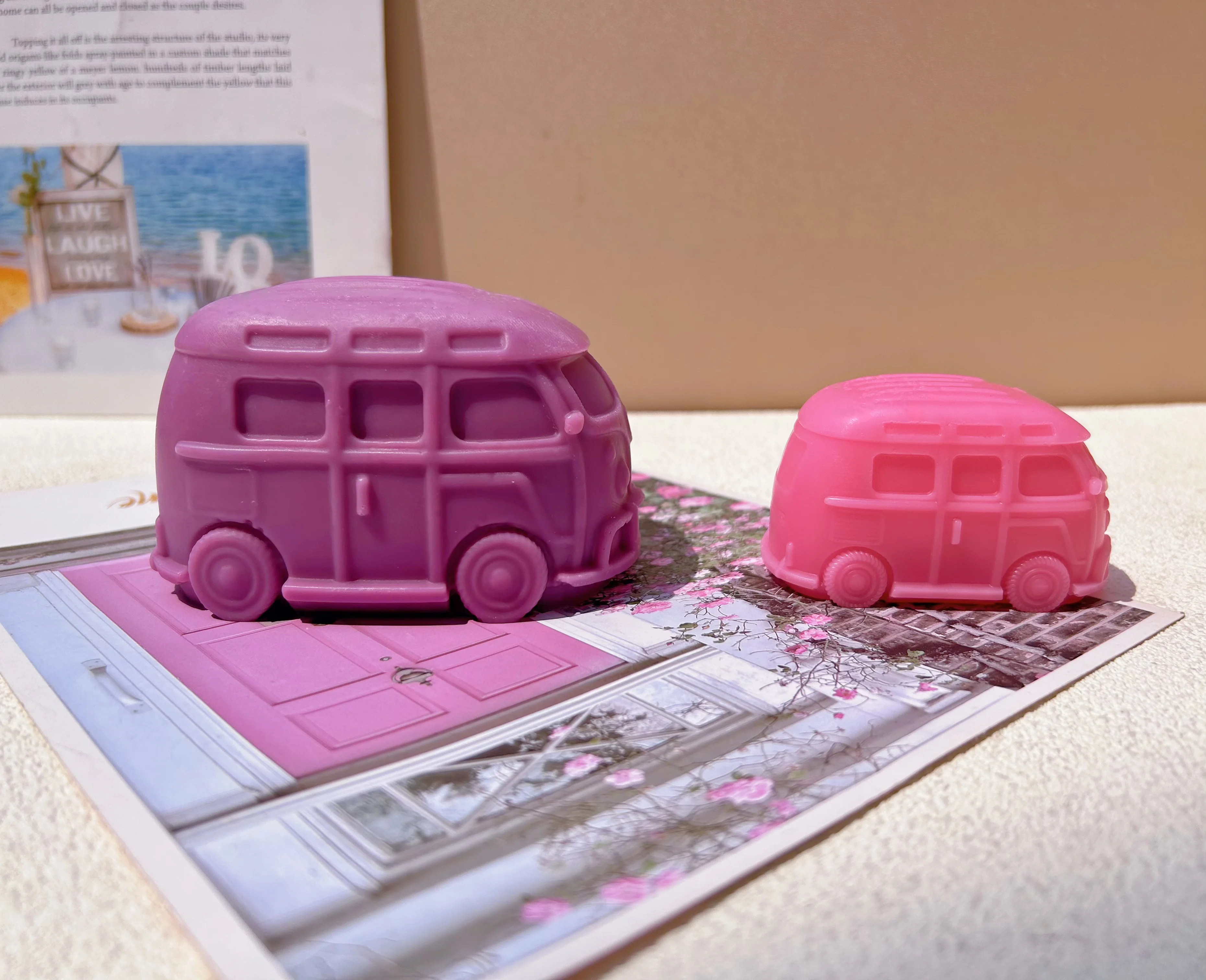 Large 12CM Kombi Camping Bus Silicone Candle Mold 3D Cute Retro Car Gypsum Silicone Mold Handmade Chocolate Cake Baking Tool Gif