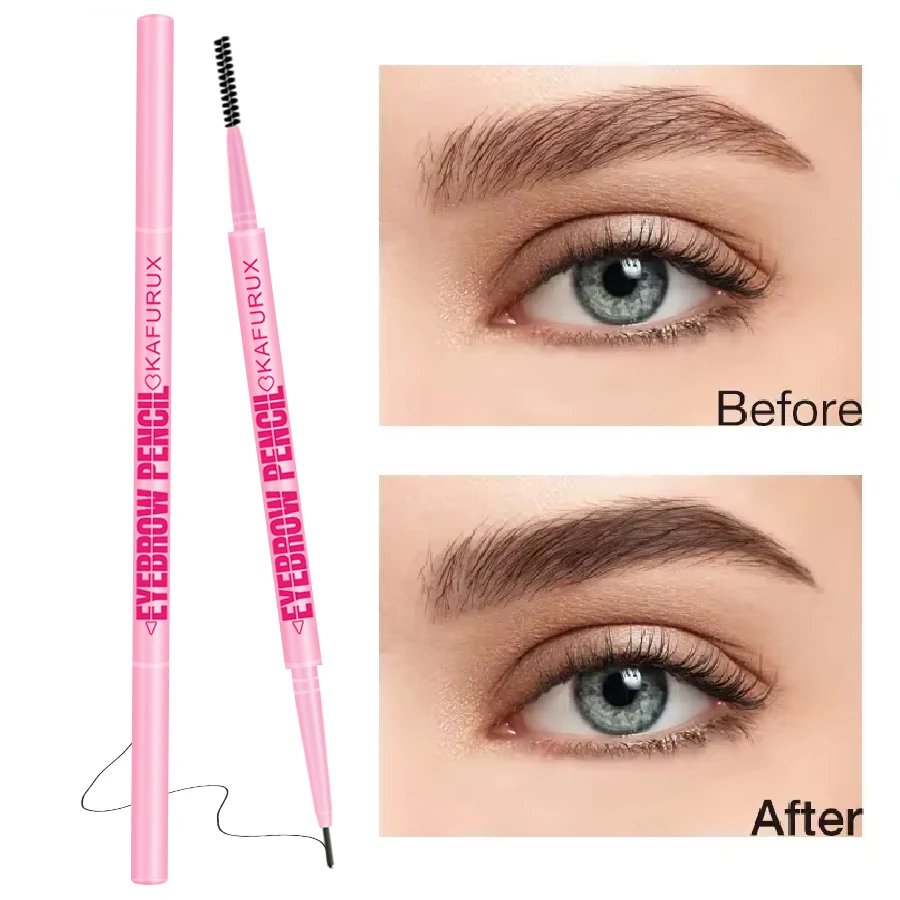 1 pz 6 colori ultra-fine doppia testa matita per sopracciglia girevole occhi trucco coreano matita per sopracciglia impermeabile cosmetico con pennello