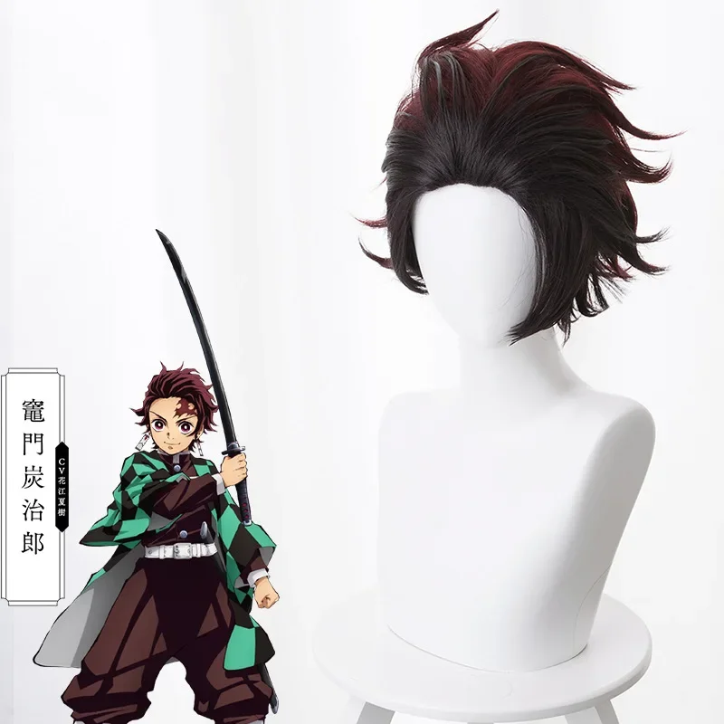 Anime Demon Moordenaar Tanjirou Kamado Cosplay Kostuums Kimetsu No Yaiba Kimono Mantel Man Jas Voering Broek Pruik Halloween Kostuums