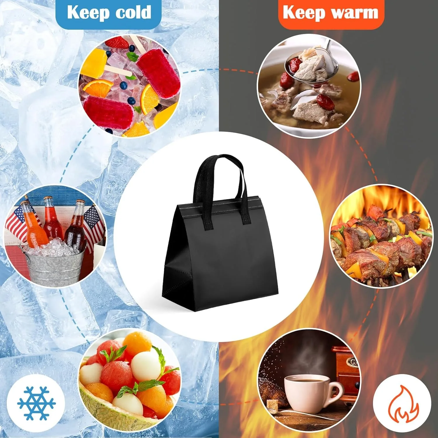 50pcs Insulated Food Delivery Bags for Hot & Cold Items Seafood Pizza Coffee And More - Eco-Friendly Thermal Delivery Bags