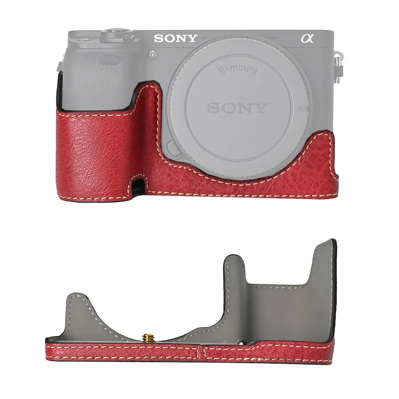 PU Leather Camera Case  Bag Cover Shoulder strap For Sony A6000 A6100 A6300 A6400