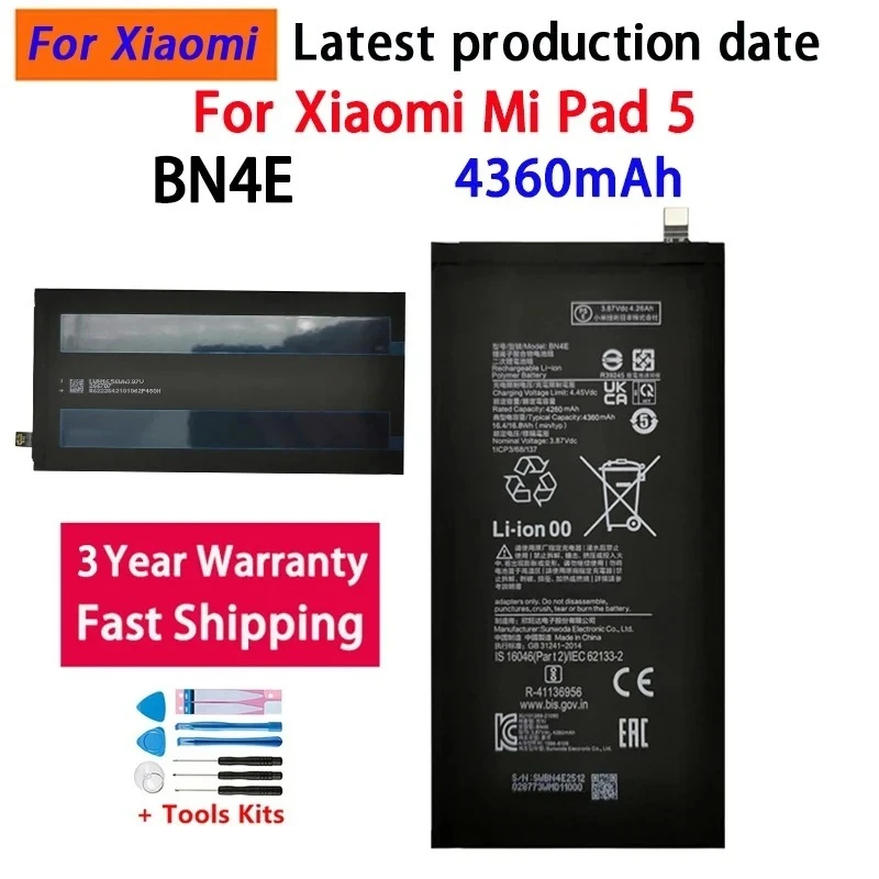 NEW 4360mAh BN4E Replacement Battery For Xiaomi Mi Pad 5 Pad5 High Quality Tablet Battery Batteries Bateria Batterij+Tools