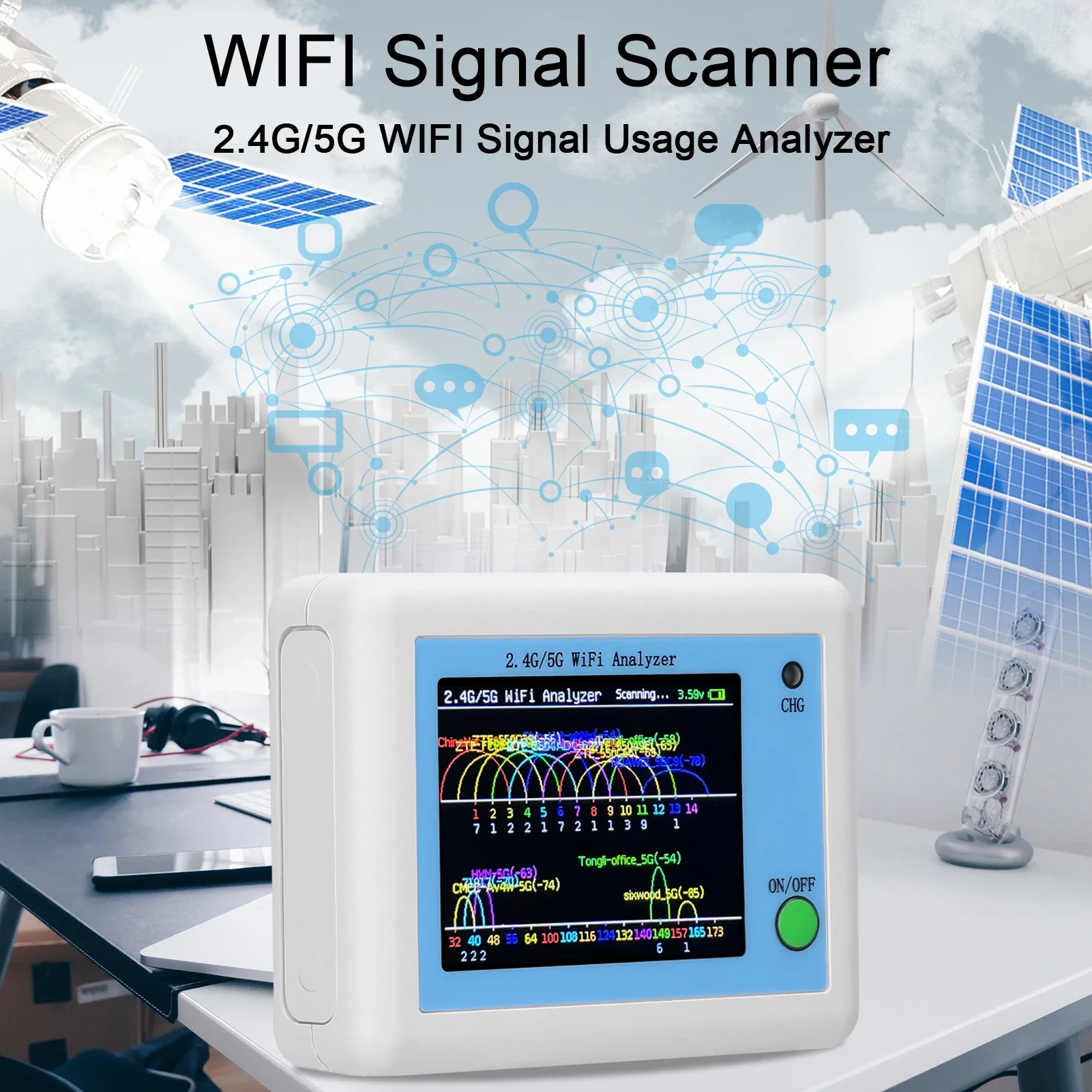 WIFI Signal Scanner 2.4G/5G WIFI Signal Usage Analyzer Router Management Assistant with 2.4inch Display Network Cable Tester