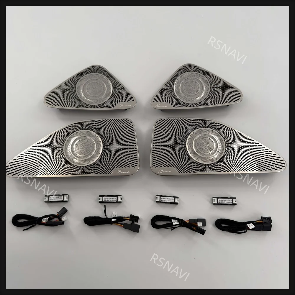 4PCS Illuminated Midrange Speaker Grilles, 64 Colors Ambient Light For Mercedes-Benz S-Class W223 2021-2025, Door Interior Audio