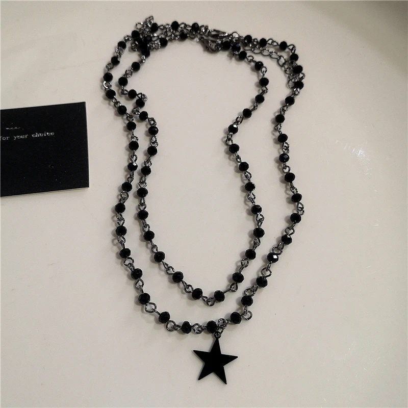 Punk Rock Y2K Schwarz Stern Kreuz Rotes Herz Anhänger Geist Klaue Halsband Kette Halskette Männer Frauen Goth Vintage Grunge EMO Zubehör – Detail 6