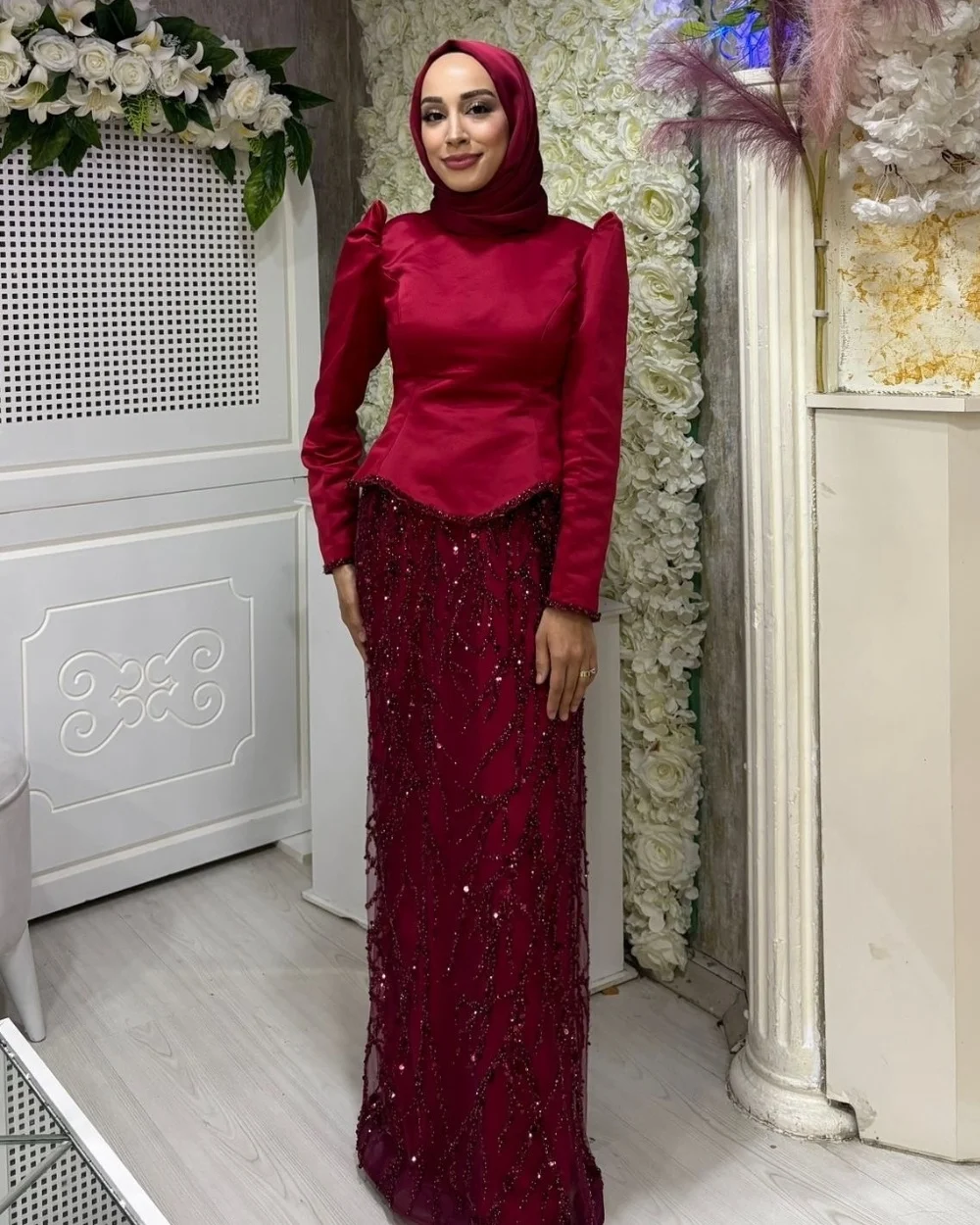 

Customized Formal Charmeuse Sequined Straight High Collar Long Dresses Bespoke Occasion Celebrity Sizes Available