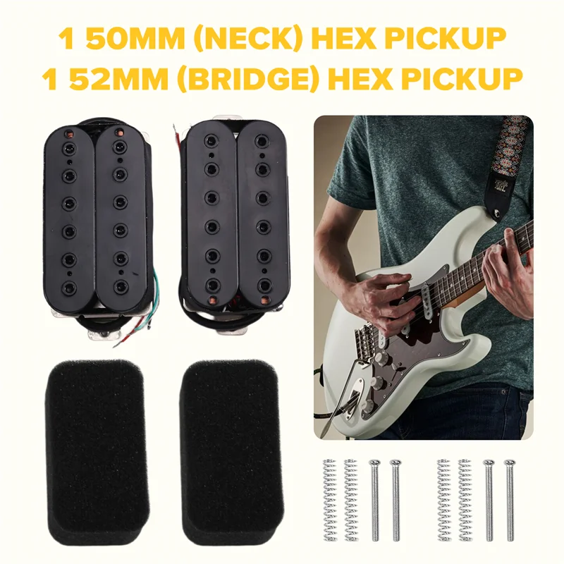 

A51Q-Комплект звукоснимателей-хамбакеров для электрогитары с двойной катушкой, бриджевый звукосниматель 52 мм и набор звукоснимателей для шеи 50 мм для Alnico 5