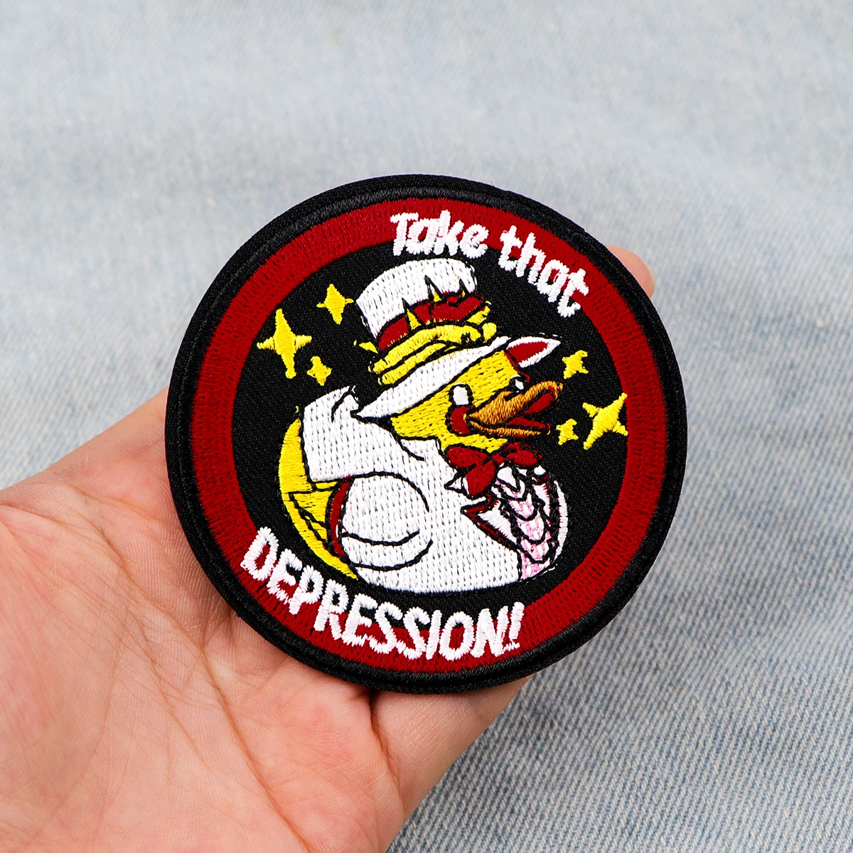 Kawaii Hat Duck Embroidered Patches For Kids Clothing DIY Badge Adhesive Patches Cartoon Patches On Clothes Stickers Appliques