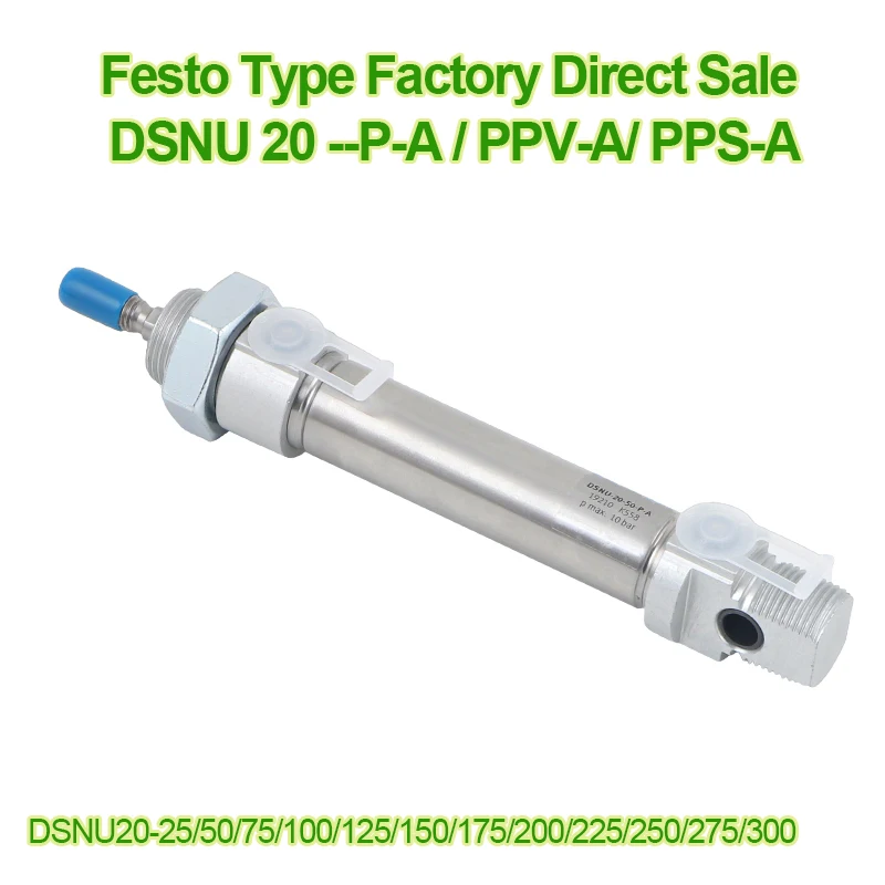 DSNU20-25 50 75 100 125 150 175 200 225 250 275 300mm-P/PPV/PPS-A HOEN Pneumatic DSNU Air Cylinder Mini Double Acting Cylinders