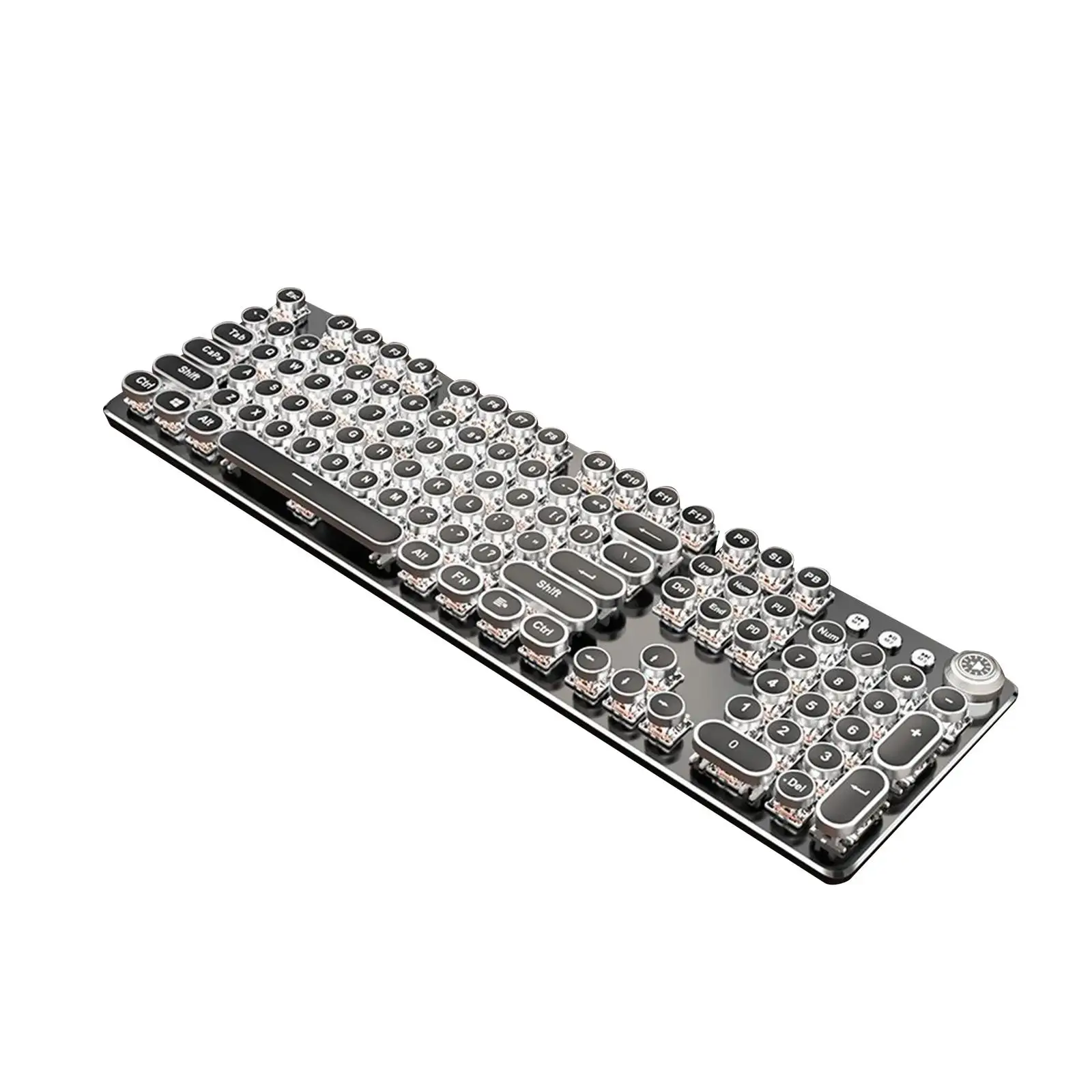 Mechanical Gaming Keyboard Retro 104 Key Keyboard Typewriter Round Keycaps for Laptop Computer Office Home PC