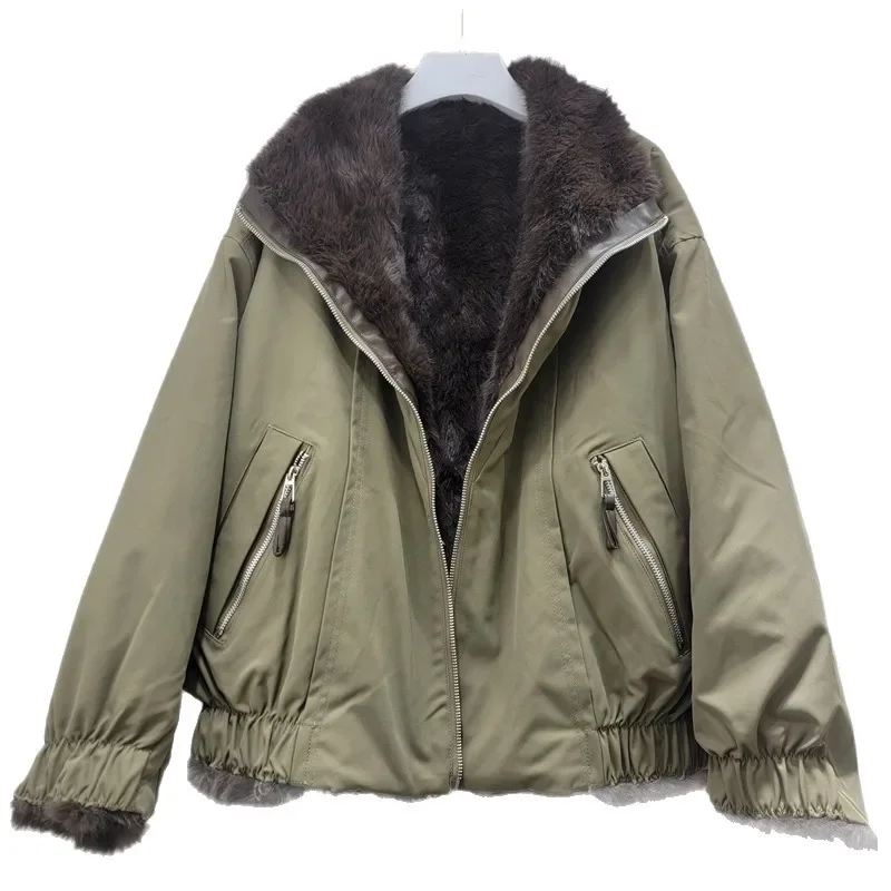 Kurtka robocza Jesień Zima Nowe Parki Damskie Krótkie Płaszcze Kurtki na Zamek Kołnierz Wykładany Gruba Ciepła Y2k Streetwear Elegancka Kurtka